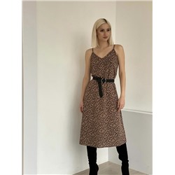 4986 Платье-комбинация в цвете какао леопардовое