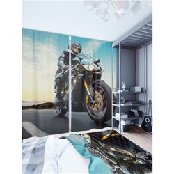 Фотошторы «Мотоцикл на дороге», размер 150 × 260 см, димаут
