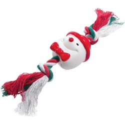 Игрушка Triol New Year "Снеговик с веревкой" для собак, винил, 5,5/22 см