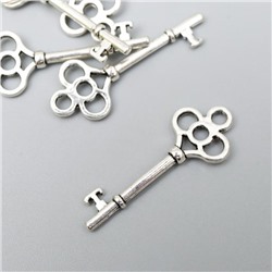 Декоративный элемент "Ключ" цвет серебро 9*25 мм