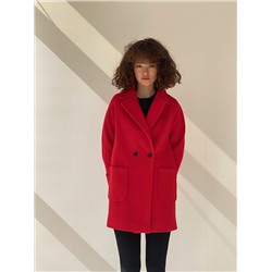 6060 Пальто короткое с накладными карманами красное