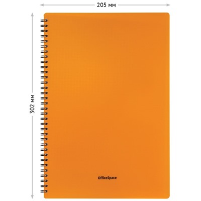 Тетрадь 48л. А4 на спирали "Neon. Оранжевая", клетка (Т48А4спкП_35451, "OfficeSpace") пластиковая обложка