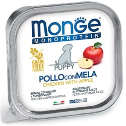 Влажный корм Monge Dog Monoprotein Fruits для щенков, паштет, курица/яблоко, 150 г