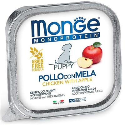 Влажный корм Monge Dog Monoprotein Fruits для щенков, паштет, курица/яблоко, 150 г