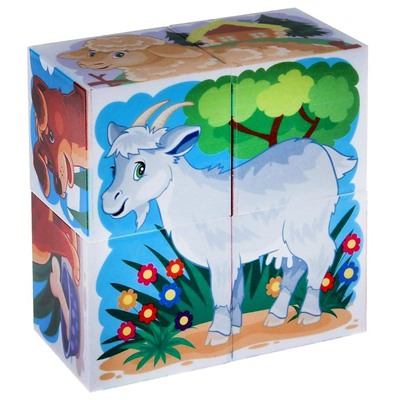 Кубики «Домашние животные», 4 штуки, в коробке