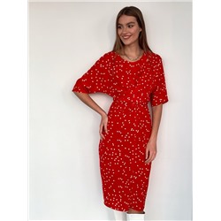 3584 Платье с перекрутами красное