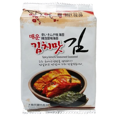 Морская капуста со вкусом кимчи Manjun, Корея, 4 г