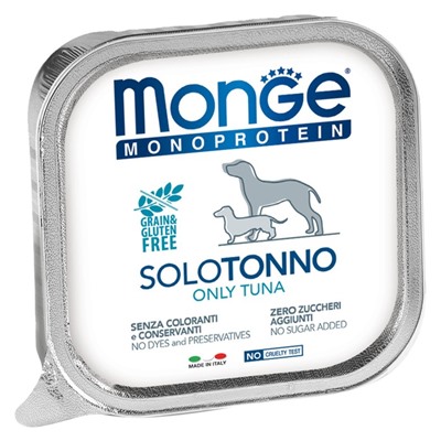 Влажный корм Monge Dog Monoproteico Solo для собак, паштет из тунца, ламистер, 150 г