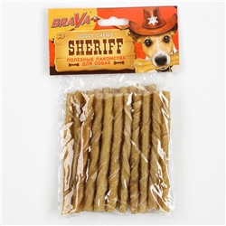 Лакомство BraVa  Sheriff для собак сыромятная витая палочка 5" 12,5см, 20 х 9-10 г