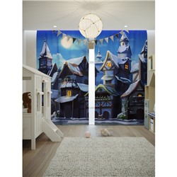 Фотошторы «Ночной сказочный город», размер 150 × 260 см, димаут